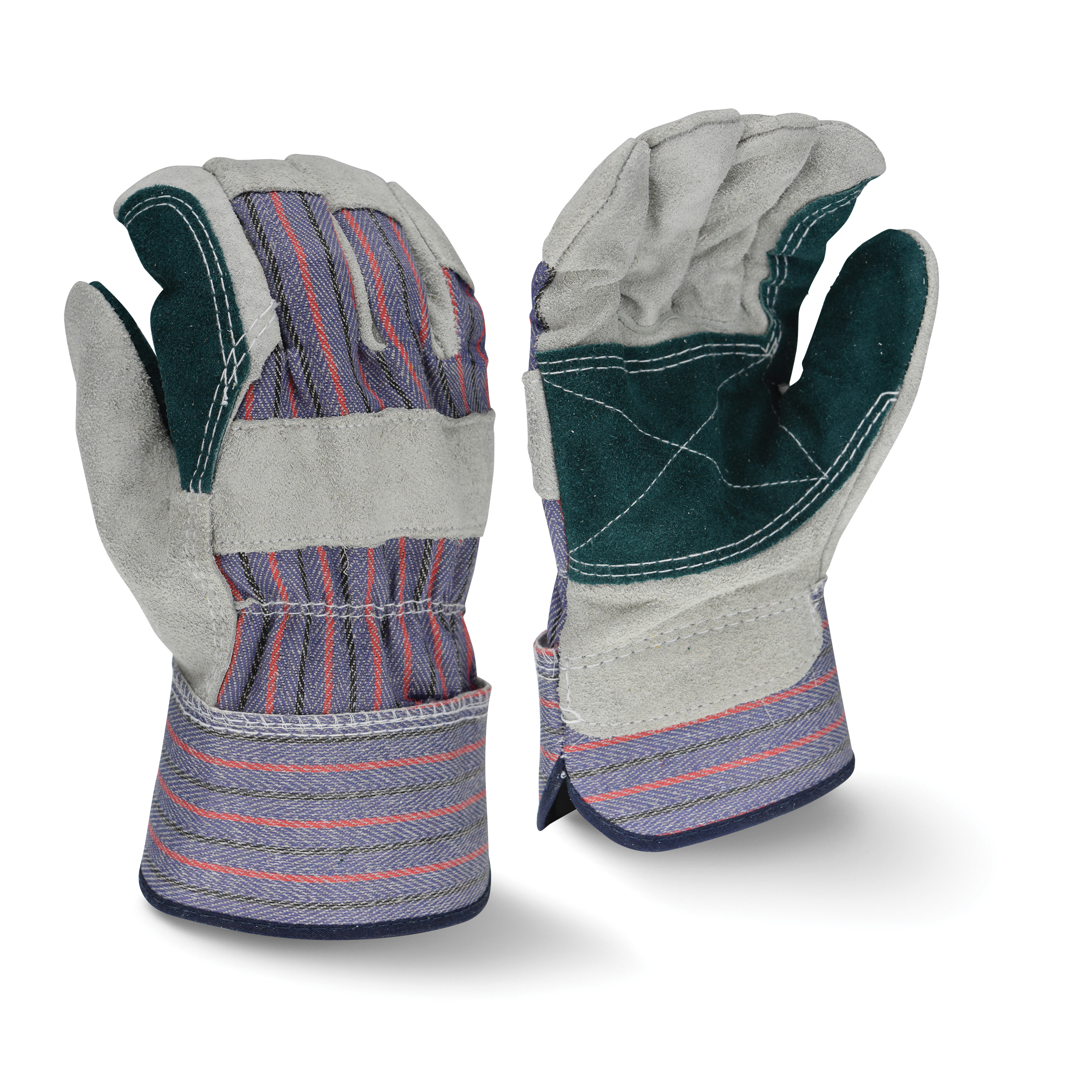 LG GRY SPLT COW DBL LEATHER GLOVE