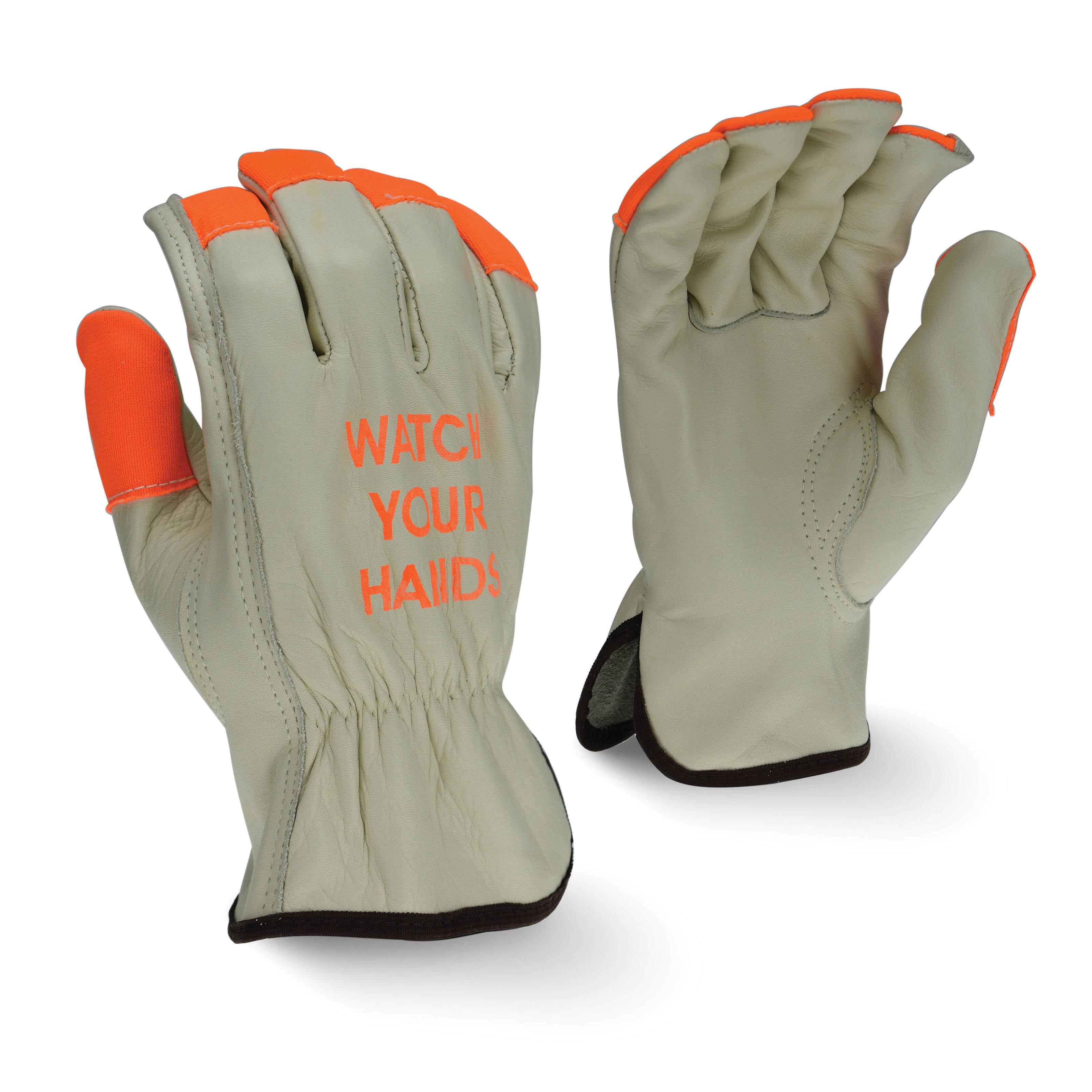 LG BGE/HI-VIS ORG COW DRIVER GLOVE