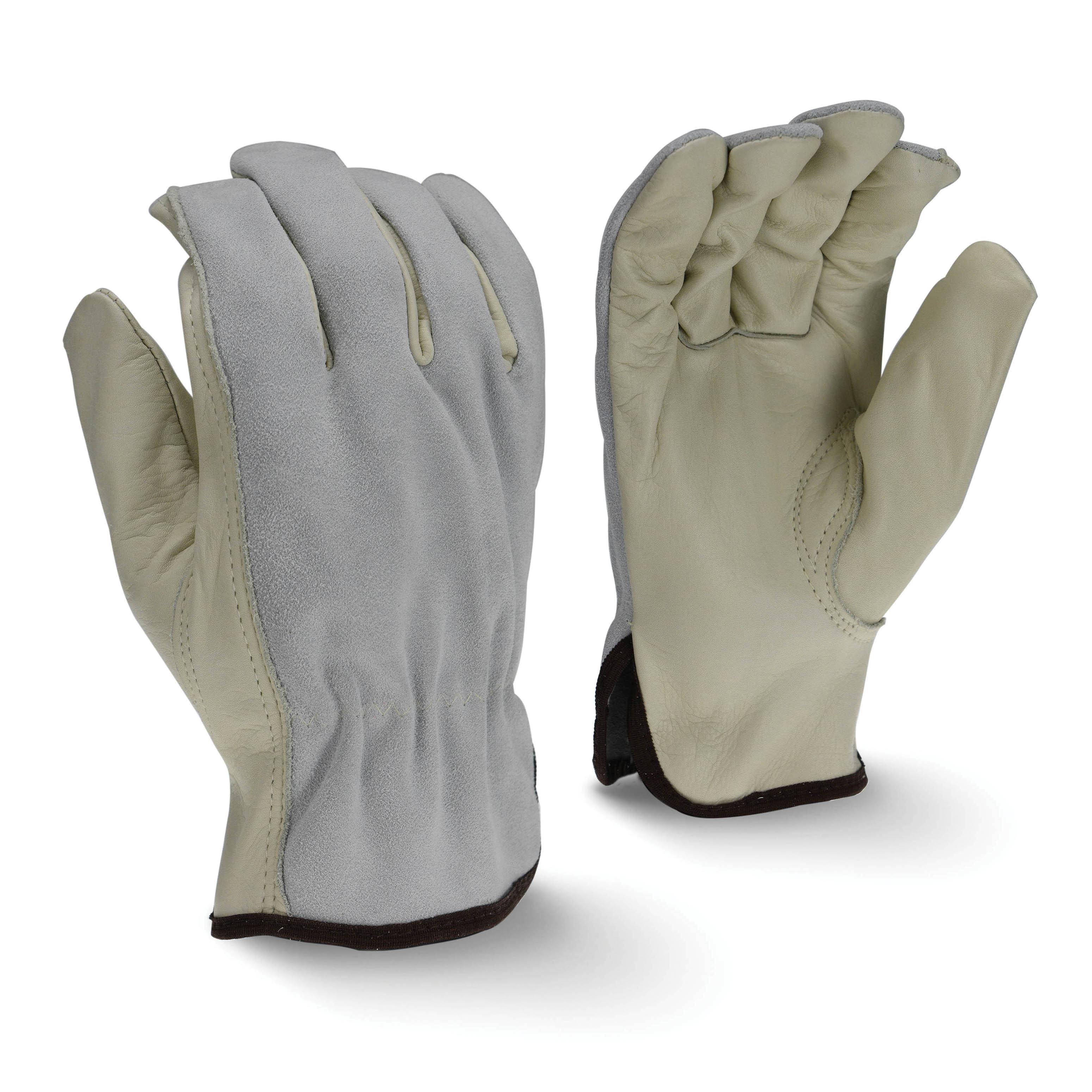 LG GRY SPLT BACK LEATHER DRIVER GLOVE