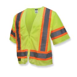 XL GRN CLASS3 VEST w/ 2TONE TRIM