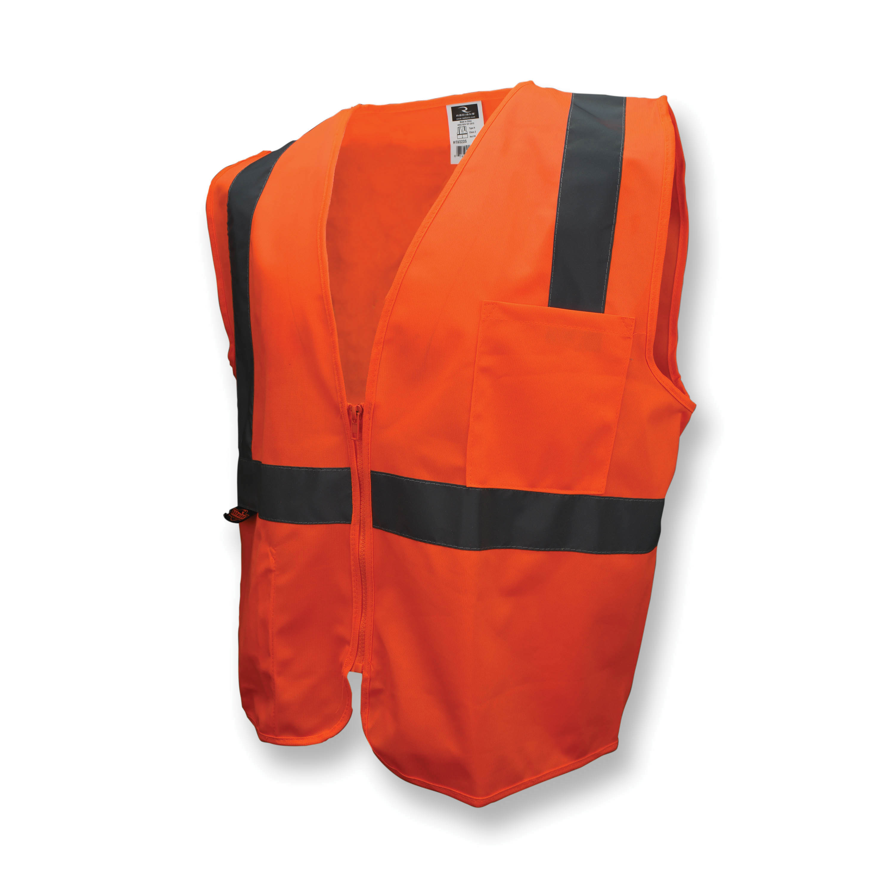 4XL HI-VIS ORG ECON SOLID VEST w/ ZIP