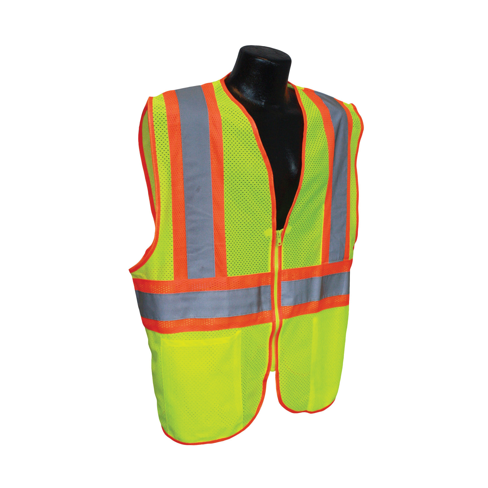 4XL HI-VIS GRN CLASS2 VEST w/ CONTRAST