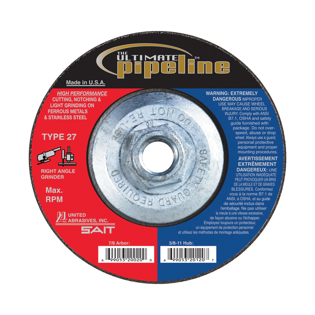 7x1/8 5/8-11 SAITPIPE CUT-OFF WHEEL