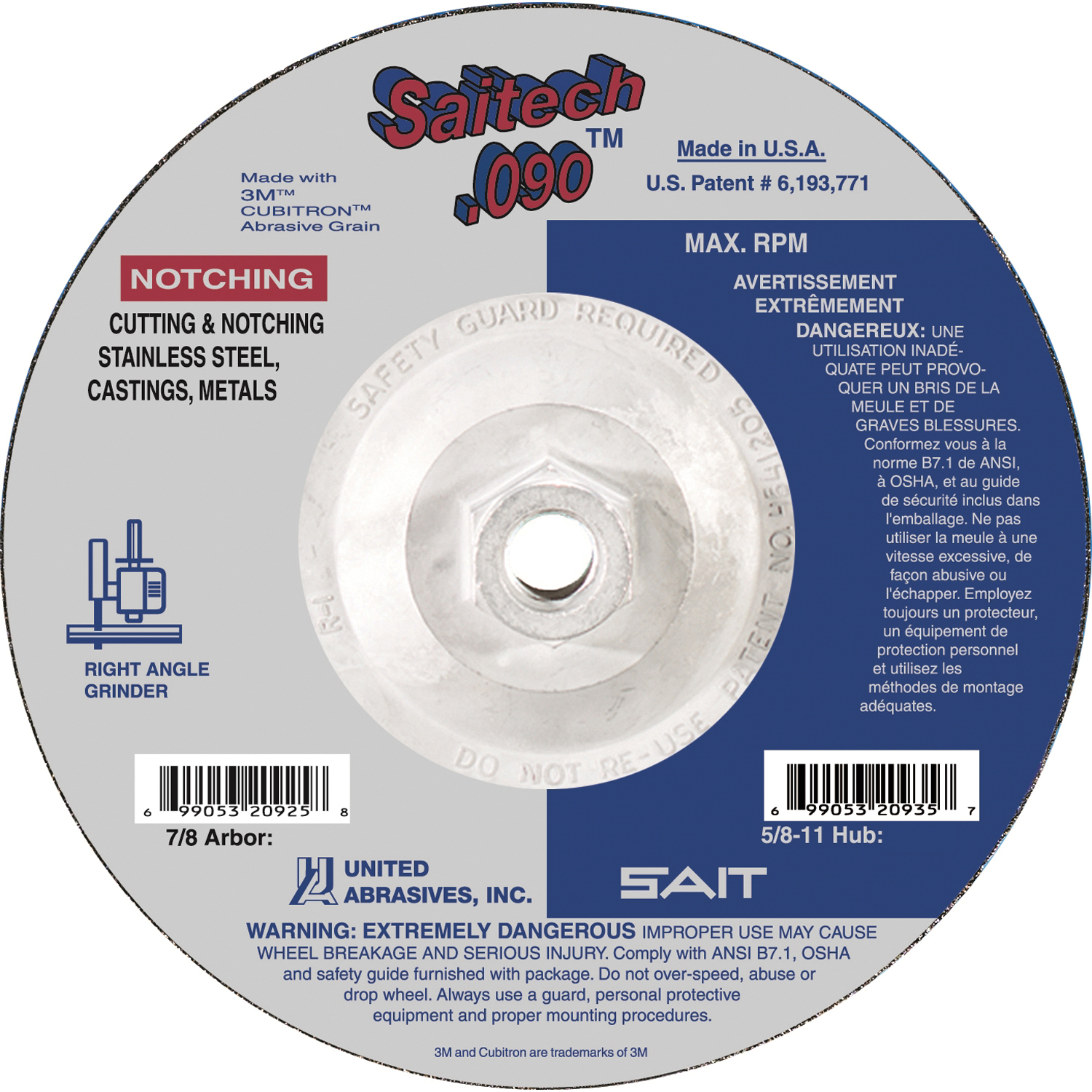 DT 4-1/2x.090x5/8-11 SAITECH
