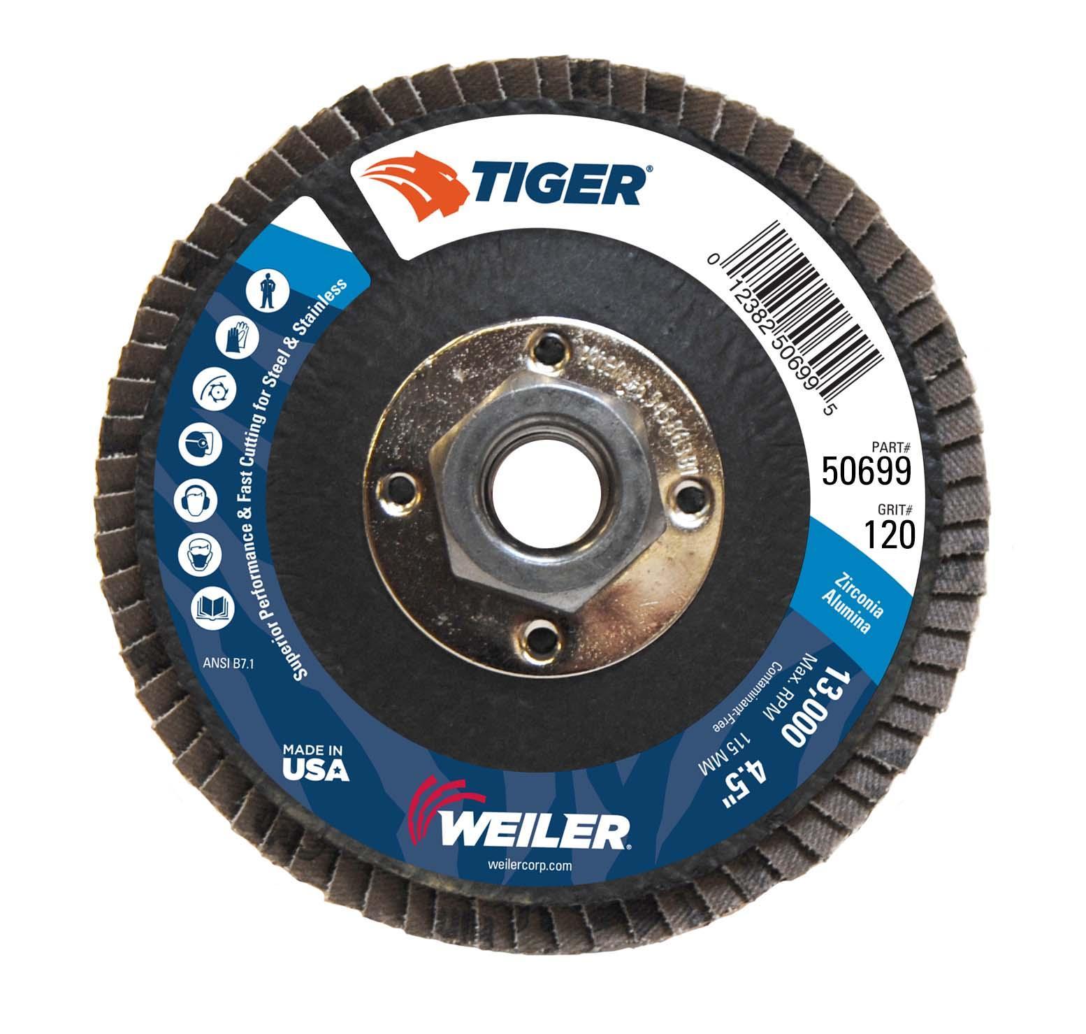 4-1/2IN TIGER FLAT PHEN 120Z 5/8-11NUT