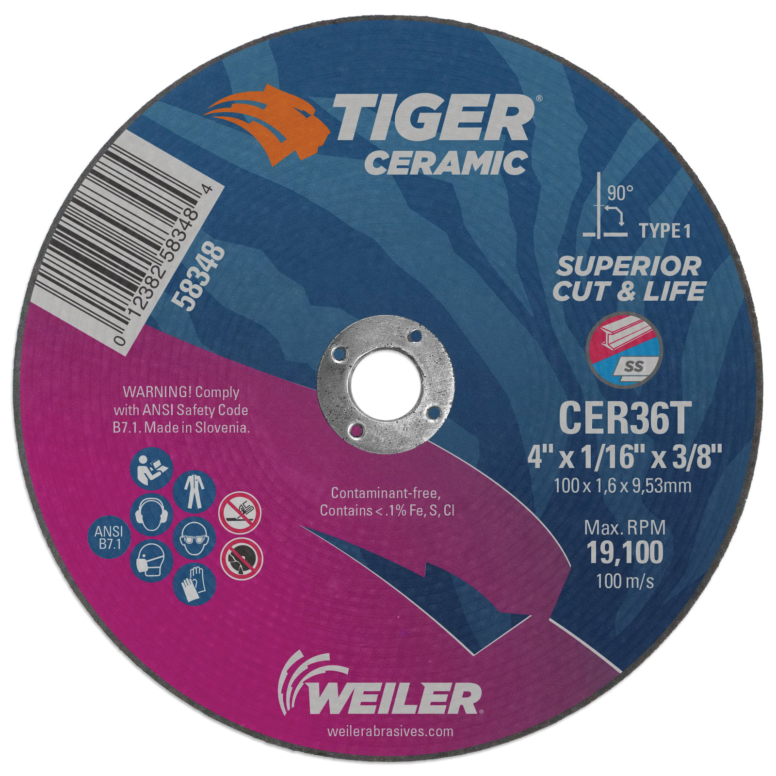 4X1/16 TIGER CER T1 CUT CER36T 3/8 AH