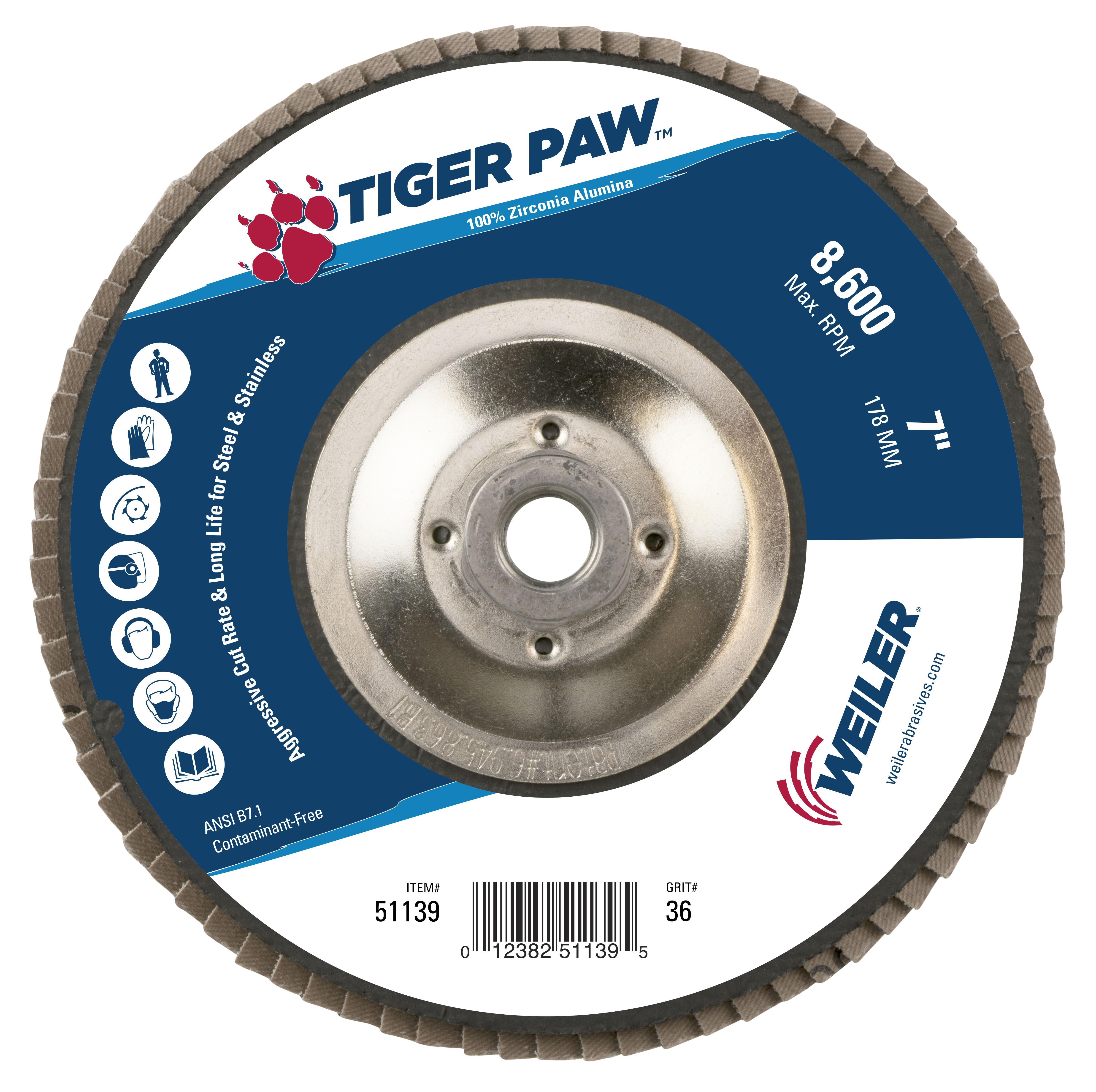 7IN TIGER PAW FLAT TY27 36Z 5/8-11 NUT