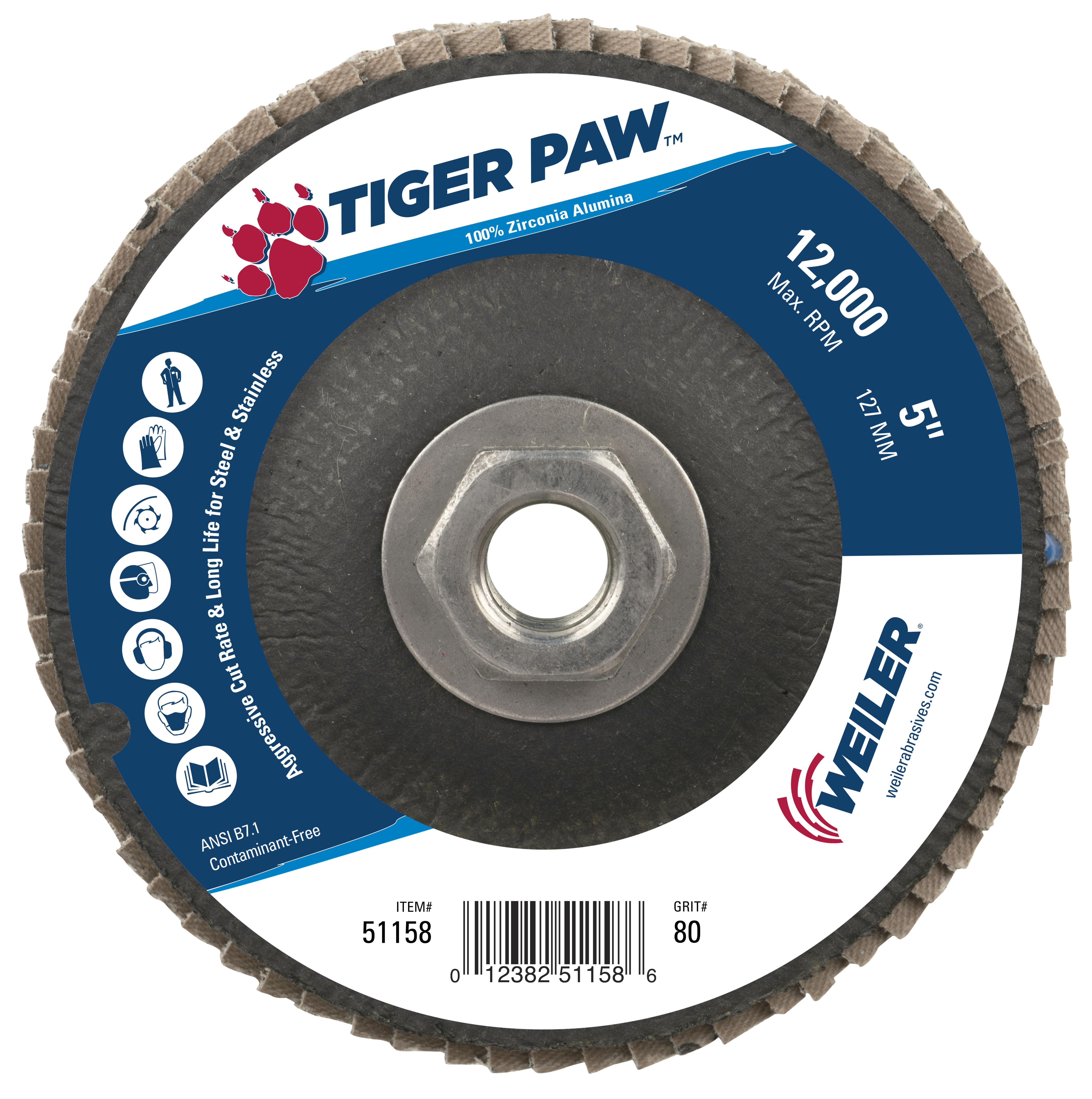 5IN TIGER PAW FLAT 80Z 5/8-11 NUT