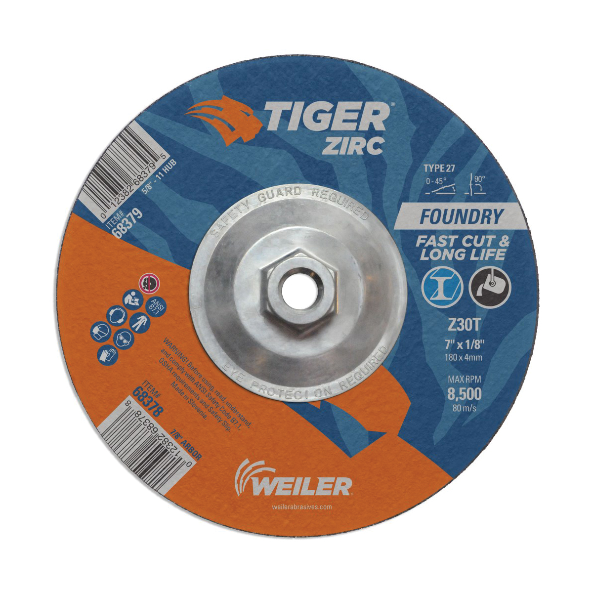 7IN TIGER ZIRC T27 GRIND Z30T 5/8-11