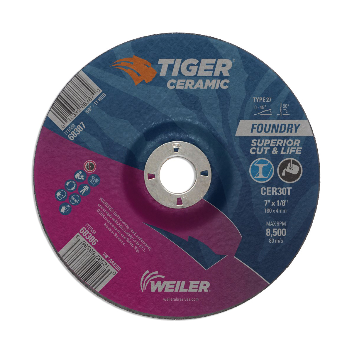 7IN TIGER CER T27 GRIND CER30T 7/8 AH