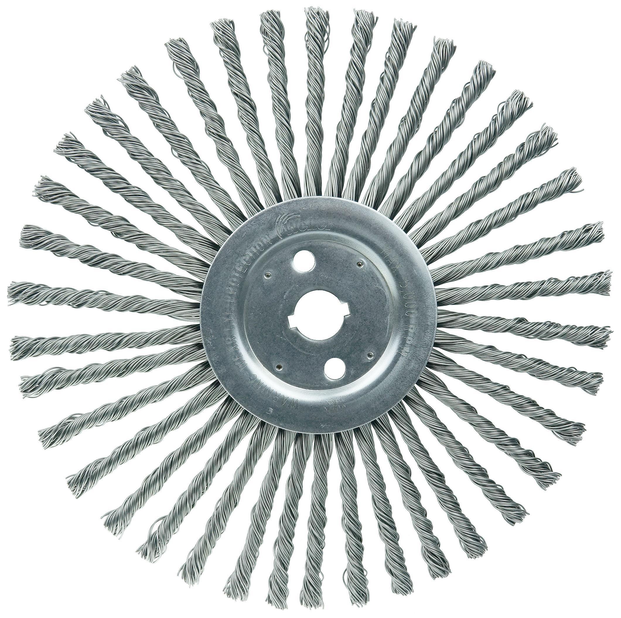 12IN CABLE KNOT WHEEL .035 STL 1IN AH