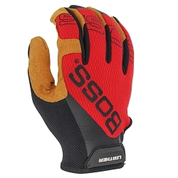 LG RED BOSS LEATHER STYLE GLOVE RED MESH
