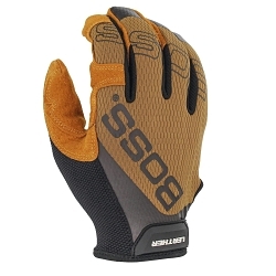 LG BOSS LEATHER STYLE GLOVE BRN MESH