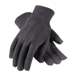 LG ECONOMY BRN JERSEY GLOVE KNIT WRIST,