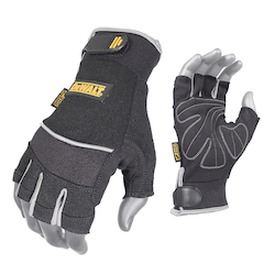 LG BLK SYNTH LEATHER FINGERLESS GLOVE