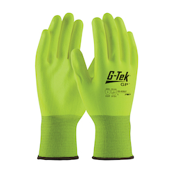 2XL G-TEK, 13G HI-VIS YEL POLY GLOVE
