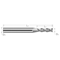 .031 Dx45 HELIX END MILL 5X LOC 2FL