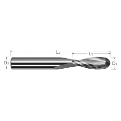 1/8" 2FL BALL END UPCUT END MILL