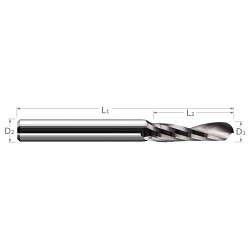 .062 D PLASTIC BALL END MILL 3x LOC 1FL