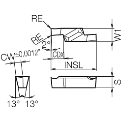 GVF L300B TC40 GROOVING INSERT