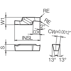 GVF R200020A PR1225 GROOVING INSERT