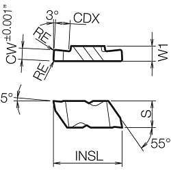 KCGP4250RPR1215 GROOVING INSERT