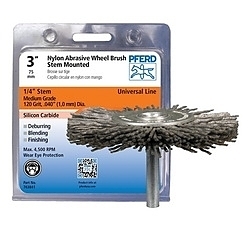3IN NYLON ABRASIVE MTD WHEEL BRUSH 1/4
