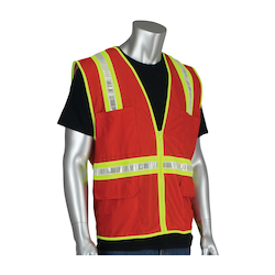 3XL RED NON-ANSI SOLID/MESH VEST