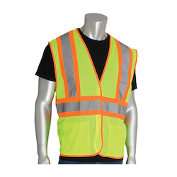 LG HI-VIS YEL CLS2 MESH VEST, 3PKT,