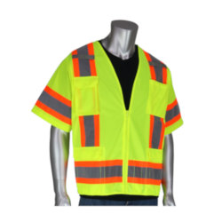 6XL HI-VIS YEL CLASS3 SOLID/MESH VEST,