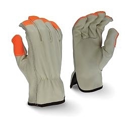 2XL BGE/HI-VIS ORG LEATHER DRIVER GLOVE