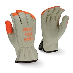 LG BGE/HI-VIS ORG COW DRIVER GLOVE