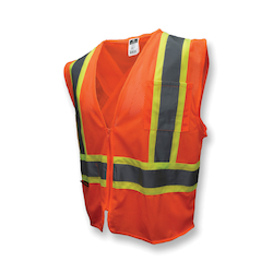 2XL ORG POLYMESH XBACK VEST w/ CONTRAST