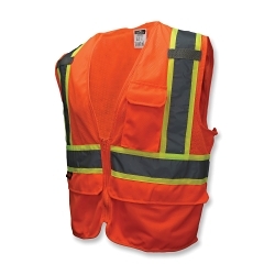 LG HI-VIS ORG MULTIPURPOSE SURVEYOR VEST