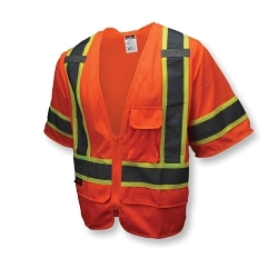4XL HI-VIS ORG CLASS3 SURVEYOR VEST