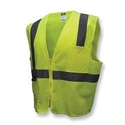 5XL HI-VIS GRN ECON SOLID VEST w/ ZIP