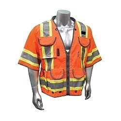 4XL ORG CLASS3 ENGINEER VEST w/ CONTRAST