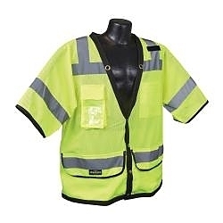 3XL HI-VIS GRN CLASS3 HD SURVEYOR VEST