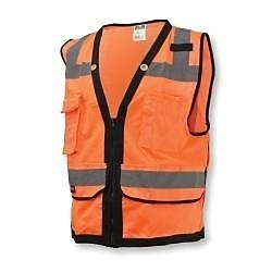 4XL ORG CLASS2 HD SURVEYOR VEST w/ ZIP