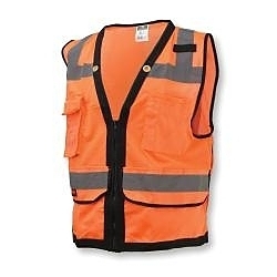 5XL ORG CLASS2 HD SURVEYOR VEST w/ ZIP