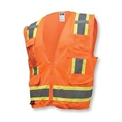5XL ORG/GRN SOLID/MESH SAFETY VEST