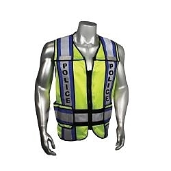 MD-XL GRN POLY/COT BL TRIM POLICE VEST