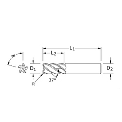 1" 5FL SER Z5CR Z-CARB HPR END MILL .030R