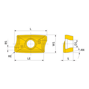 AOMT184832PEER-H VP20RT APX4000 MILL INSERT