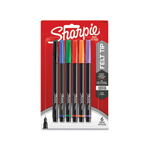 ASST COLOR FINE TIP STICK PEN (6)