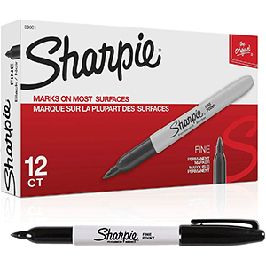 SHARPIE FINE BLACK PERMANENT MARKERS