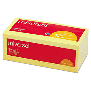 3" x 3" YELLOW SELF STICK NOTES (12/PACK)
