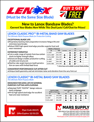 Lenox Bandsaw Blades Buy 2 Get 1 Free
