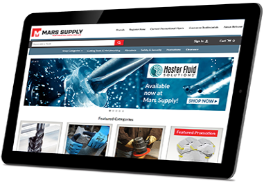 iPad displaying the MarsSupply.com ordering site in kiosk mode