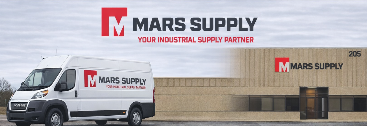 Industrial supply distribution center in New Brighton Minnesota with Mars Supply delivery vehicles